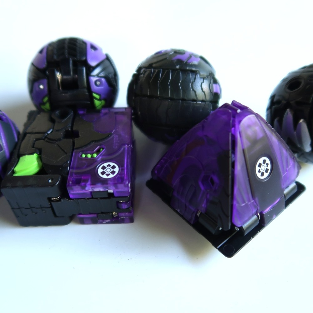 Lot Of 9 Black Purple Darkus Bakugan Brawlers Geogan Armored Alliance w Magnetic